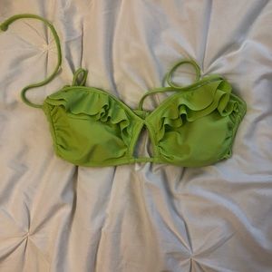 Ruffled green bikini top